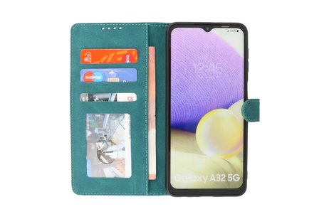 BAOHU Hoesje Geschikt voor Samsung Galaxy A32 5G - Hoesje Book Case Telefoonhoesje - Donker Groen