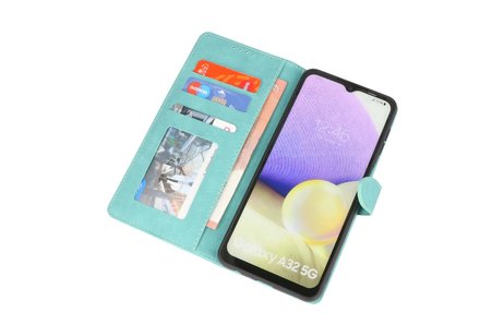 BAOHU Hoesje Geschikt voor Samsung Galaxy A32 5G - Hoesje Book Case Telefoonhoesje - Turquoise