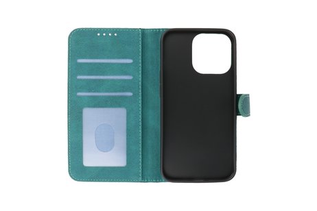 BAOHU Hoesje Geschikt voor iPhone 13 Pro - Hoesje Book Case Telefoonhoesje - Donker Groen
