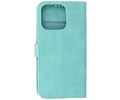 BAOHU Hoesje Geschikt voor iPhone 13 Pro - Hoesje Book Case Telefoonhoesje - Turquoise