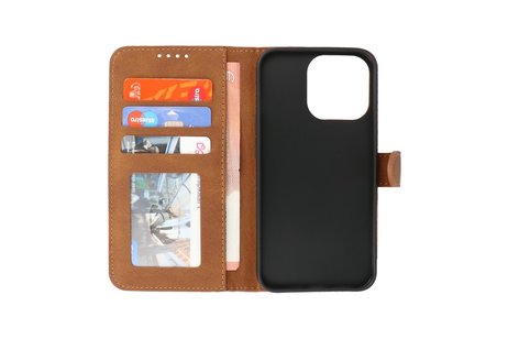 BAOHU Hoesje Geschikt voor iPhone 13 Pro Max - Hoesje Book Case Telefoonhoesje - Bruin