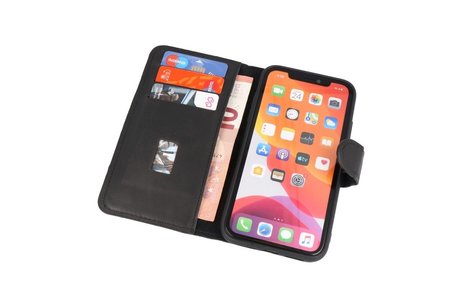 BAOHU Handmade Lederen Book Case Telefoonhoesje - Wallet Case - Portemonnee Hoesje - Geschikt voor iPhone 13 Mini - Zwart