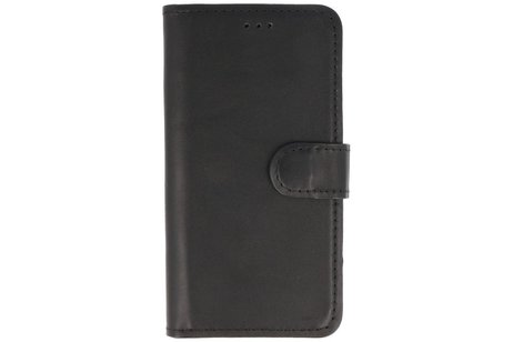 BAOHU Handmade Lederen Book Case Telefoonhoesje - Wallet Case - Portemonnee Hoesje - Geschikt voor iPhone 13 Mini - Zwart
