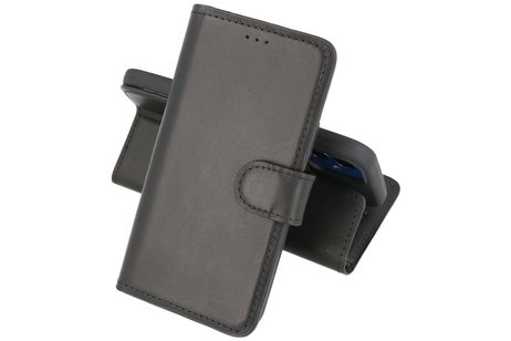 BAOHU Handmade Lederen Book Case Telefoonhoesje - Wallet Case - Portemonnee Hoesje - Geschikt voor iPhone 13 Mini - Zwart