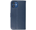 BAOHU Hoesje Geschikt voor iPhone 12 Mini - Kaarthouder Book Case Telefoonhoesje - Navy