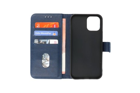 BAOHU Hoesje Geschikt voor iPhone 12 Mini - Kaarthouder Book Case Telefoonhoesje - Navy