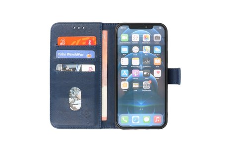 BAOHU Hoesje Geschikt voor iPhone 12 Mini - Kaarthouder Book Case Telefoonhoesje - Navy