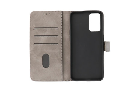 Zakelijke Book Case Telefoonhoesje - Portemonnee Hoesje - Geschikt voor Oppo A95 4G - A74 4G - Grijs