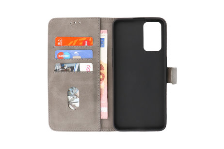 Zakelijke Book Case Telefoonhoesje - Portemonnee Hoesje - Geschikt voor Oppo A95 4G - A74 4G - Grijs