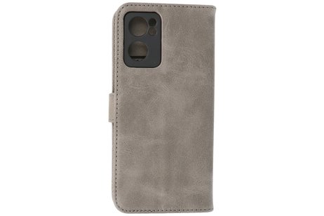 BAOHU Zakelijke Book Case Telefoonhoesje - Portemonnee Hoesje - Geschikt voor Oppo Reno 7 5G - Grijs