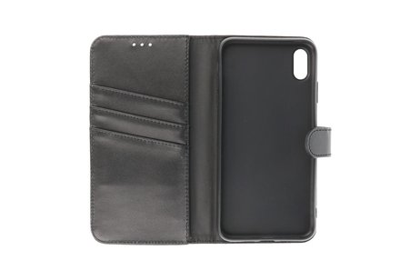 BAOHU Echt Lederen Book Case Hoesje - Leren Portemonnee Telefoonhoesje - Geschikt voor iPhone X - XS - Zwart