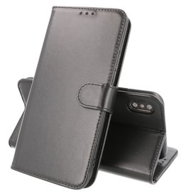 BAOHU Lederen Book Case Telefoonhoesje iPhone XS Max Zwart