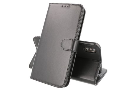 BAOHU Echt Lederen Book Case Hoesje - Leren Portemonnee Telefoonhoesje - Geschikt voor iPhone XS Max - Zwart