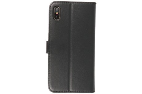 BAOHU Echt Lederen Book Case Hoesje - Leren Portemonnee Telefoonhoesje - Geschikt voor iPhone XS Max - Zwart