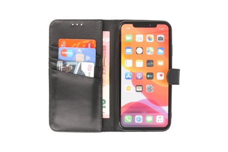 Echt Lederen Book Case Hoesje - Leren Portemonnee Telefoonhoesje - Geschikt voor iPhone XS Max - Zwart