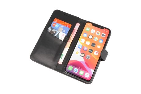 Echt Lederen Book Case Hoesje - Leren Portemonnee Telefoonhoesje - Geschikt voor iPhone XS Max - Zwart