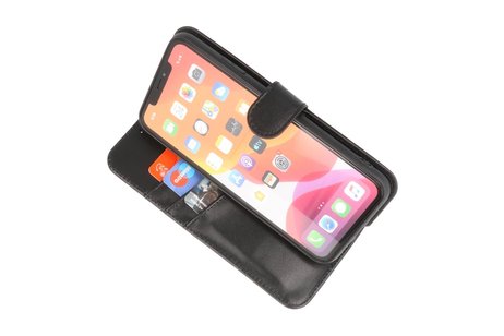 BAOHU Echt Lederen Book Case Hoesje - Leren Portemonnee Telefoonhoesje - Geschikt voor iPhone XS Max - Zwart