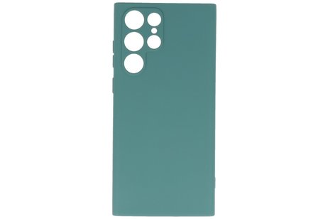 Fashion Backcover Telefoonhoesje - Color Hoesje - Geschikt voor Samsung Galaxy S22 Ultra - Donker Groen
