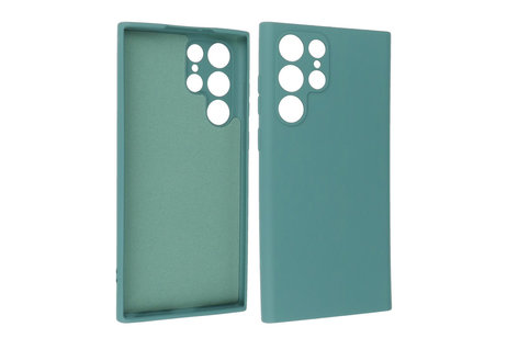 BAOHU Fashion Backcover Telefoonhoesje - Color Hoesje - Geschikt voor Samsung Galaxy S22 Ultra - Donker Groen