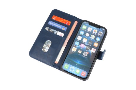 Hoesje Geschikt voor iPhone 13 Mini - Kaarthouder Book Case Telefoonhoesje - Navy