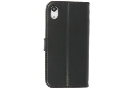 BAOHU Echt Lederen Book Case Hoesje - Leren Portemonnee Telefoonhoesje - Geschikt voor iPhone XR - Zwart