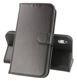 BAOHU Lederen Book Case Telefoonhoesje iPhone XR Zwart