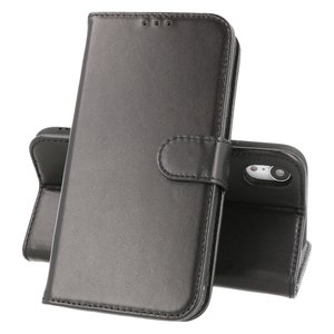 BAOHU Echt Lederen Book Case Hoesje - Leren Portemonnee Telefoonhoesje - Geschikt voor iPhone XR - Zwart