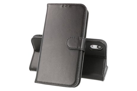 BAOHU Echt Lederen Book Case Hoesje - Leren Portemonnee Telefoonhoesje - Geschikt voor iPhone XR - Zwart