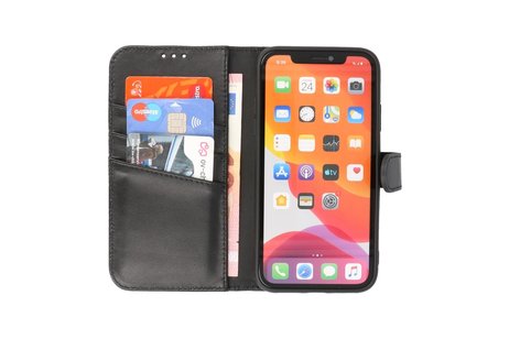 Echt Lederen Book Case Hoesje - Leren Portemonnee Telefoonhoesje - Geschikt voor iPhone 11 - Zwart