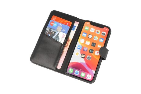 BAOHU Echt Lederen Book Case Hoesje - Leren Portemonnee Telefoonhoesje - Geschikt voor iPhone 11 Pro Max - Zwart