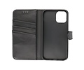 Echt Lederen Book Case Hoesje - Leren Portemonnee Telefoonhoesje - Geschikt voor iPhone 12 Mini - Zwart