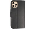 Echt Lederen Book Case Hoesje - Leren Portemonnee Telefoonhoesje - Geschikt voor iPhone 12 -12 Pro - Zwart