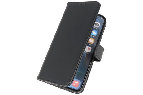 BAOHU Echt Lederen Book Case Hoesje - Leren Portemonnee Telefoonhoesje - Geschikt voor iPhone 13 Mini - Zwart