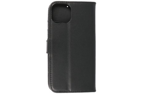 BAOHU Echt Lederen Book Case Hoesje - Leren Portemonnee Telefoonhoesje - Geschikt voor iPhone 13 Mini - Zwart