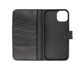 BAOHU Echt Lederen Book Case Hoesje - Leren Portemonnee Telefoonhoesje - Geschikt voor iPhone 13 Mini - Zwart