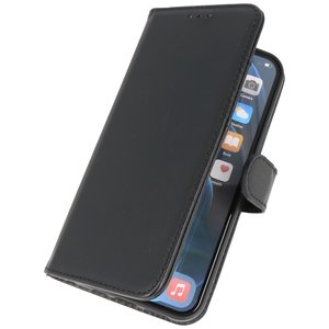 Echt Lederen Book Case Hoesje - Leren Portemonnee Telefoonhoesje - Geschikt voor iPhone 13 - Zwart