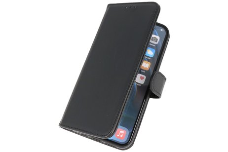 Echt Lederen Book Case Hoesje - Leren Portemonnee Telefoonhoesje - Geschikt voor iPhone 13 - Zwart