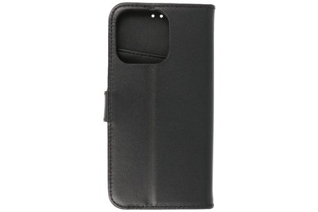 Echt Lederen Book Case Hoesje - Leren Portemonnee Telefoonhoesje - Geschikt voor iPhone 13 Pro - Zwart