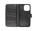 BAOHU Echt Lederen Book Case Hoesje - Leren Portemonnee Telefoonhoesje - Geschikt voor iPhone 13 Pro - Zwart