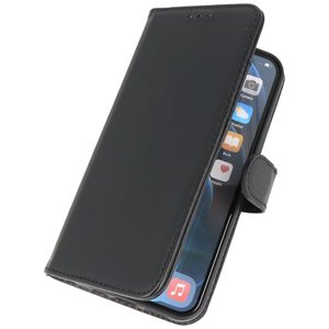 Echt Lederen Book Case Hoesje - Leren Portemonnee Telefoonhoesje - Geschikt voor iPhone 13 Pro - Max Zwart