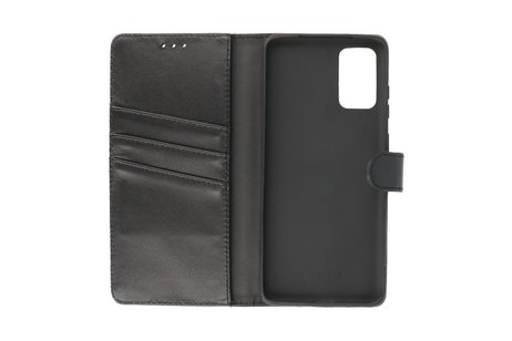 Echt Lederen Book Case Hoesje - Leren Portemonnee Telefoonhoesje - Geschikt voor Samsung Galaxy S20 Plus - Zwart