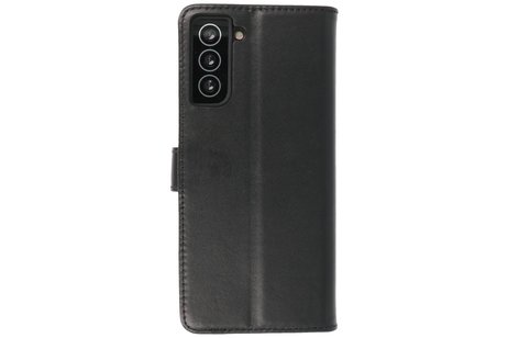BAOHU Echt Lederen Book Case Hoesje - Leren Portemonnee Telefoonhoesje - Geschikt voor Samsung Galaxy S21 Plus - Zwart