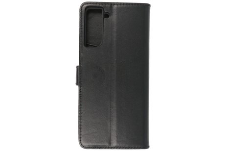 Echt Lederen Book Case Hoesje - Leren Portemonnee Telefoonhoesje - Geschikt voor Samsung Galaxy S21 Plus - Zwart
