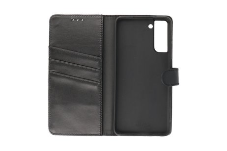 BAOHU Echt Lederen Book Case Hoesje - Leren Portemonnee Telefoonhoesje - Geschikt voor Samsung Galaxy S21 Plus - Zwart