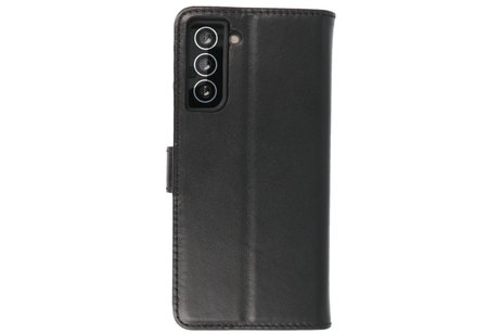 Echt Lederen Book Case Hoesje - Leren Portemonnee Telefoonhoesje - Geschikt voor Samsung Galaxy S21 FE - Zwart