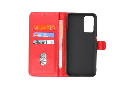 BAOHU Hoesje Geschikt voor de Oppo A16 - A53s 5G - A55 5G - Kaarthouder Book Case Telefoonhoesje - Rood