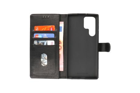 Zakelijke Book Case Telefoonhoesje - Portemonnee Hoesje - Geschikt voor Samsung Galaxy S22 Ultra - Zwart