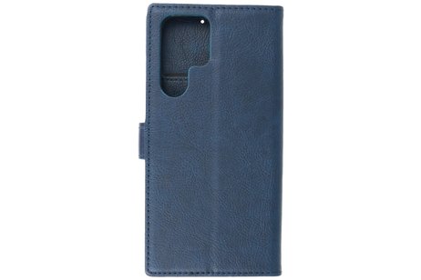 Zakelijke Book Case Telefoonhoesje - Portemonnee Hoesje - Geschikt voor Samsung Galaxy S22 Ultra - Navy