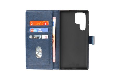 Zakelijke Book Case Telefoonhoesje - Portemonnee Hoesje - Geschikt voor Samsung Galaxy S22 Ultra - Navy