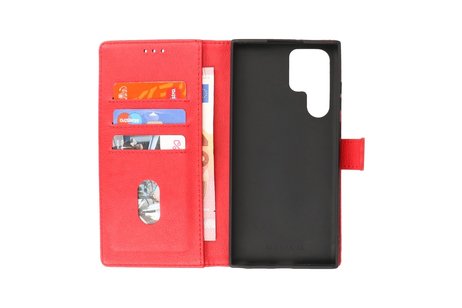 BAOHU Zakelijke Book Case Telefoonhoesje - Portemonnee Hoesje - Geschikt voor Samsung Galaxy S22 Ultra - Rood